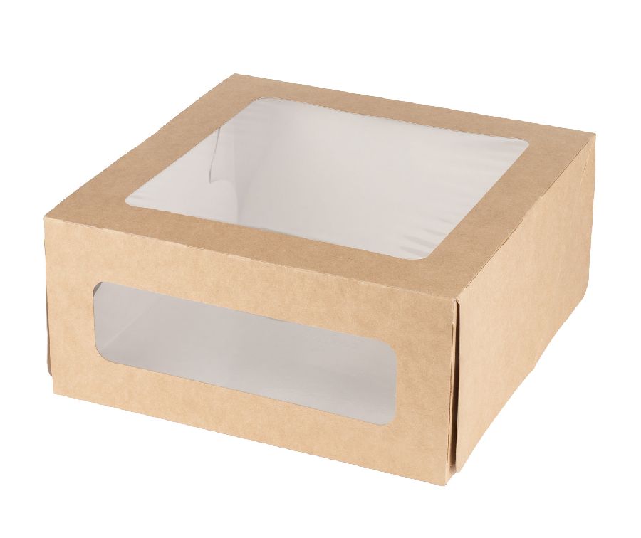 Коробка для торта крафт с окном, 220х220х100 мм main slide image