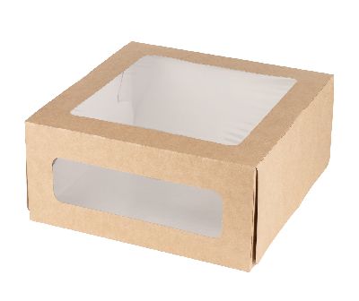 Коробка для торта крафт с окном, 220х220х100 мм thumb