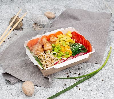 Салатник 1000 мл, крафт с белым дном slide image